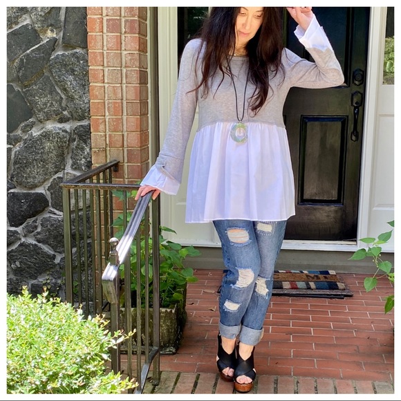 ✨LAST ONE✨LIGHT KNIT TUNIC WITH WHITE CONTRAST - Picture 4 of 10